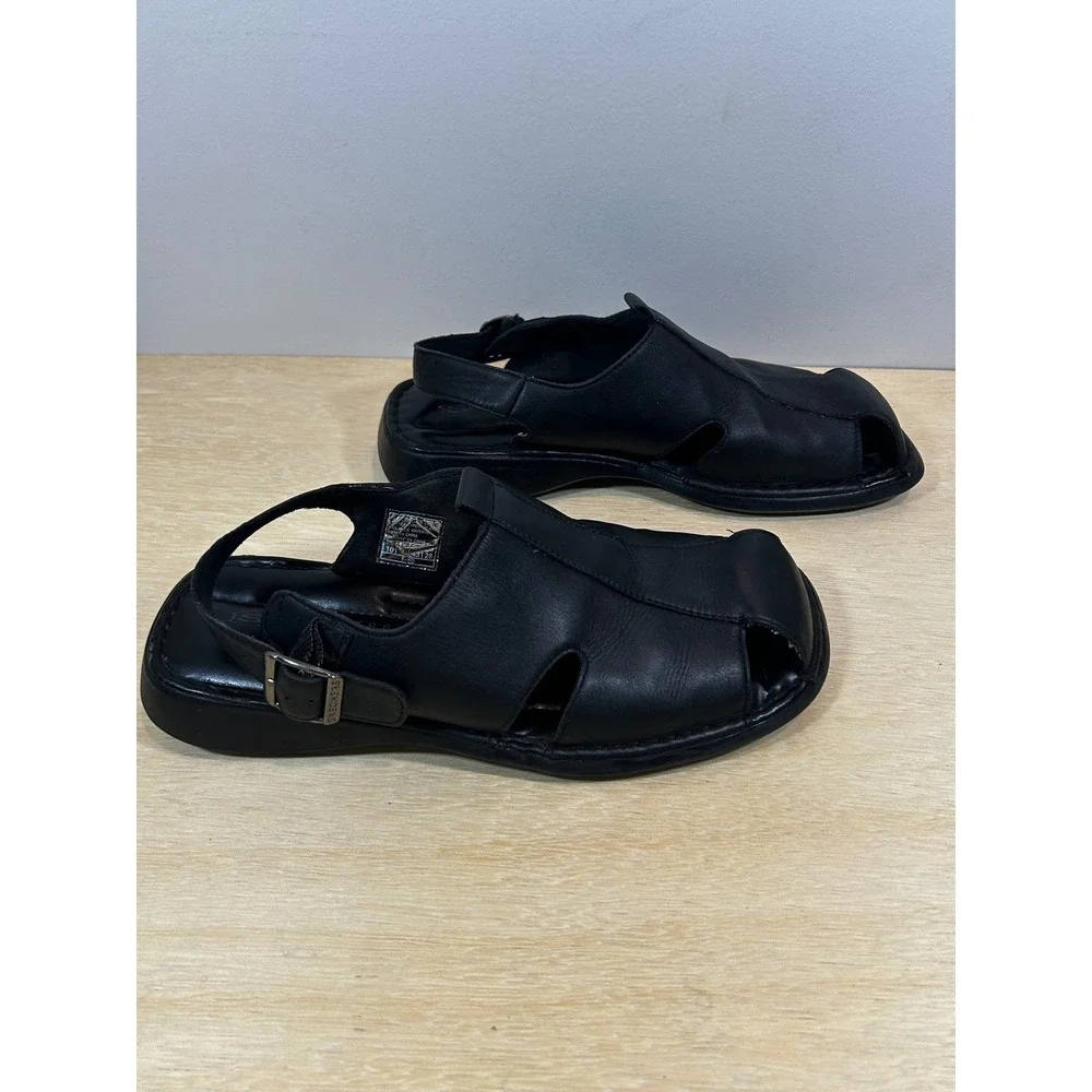 Skechers Collection Mens Black Leather Fisherman Sandals 70193 Size 10